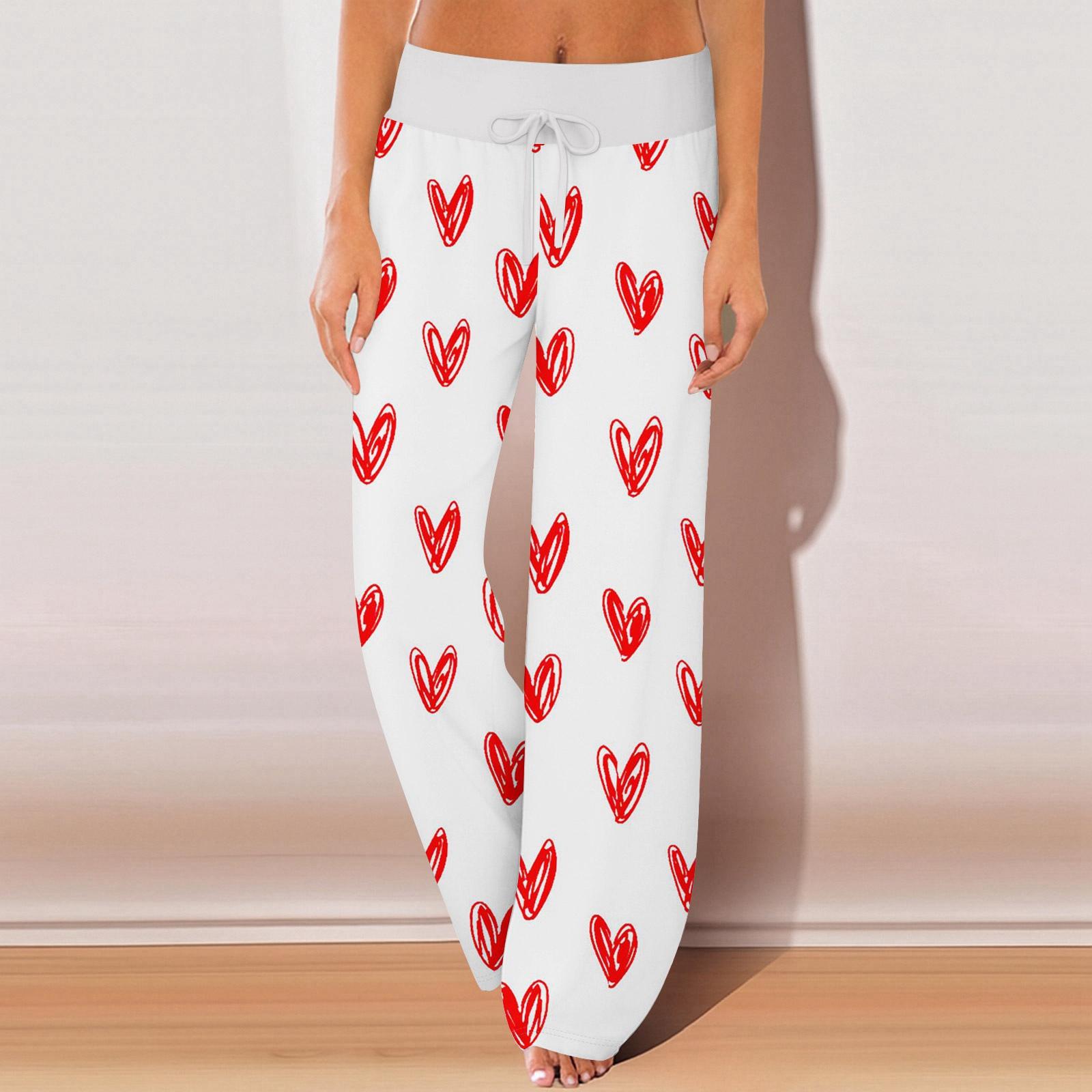 

Womens Pajama Pants Sleepwear Casual Drawstring Elastic Waist Pants Comfy Straight Yoga Loose Trousers L