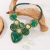 Statement Jewelry Set Trendy Resin Gem Crystal Beads Aluminum Wire Handmade Woven Necklace And Earrings Women Party Accessories