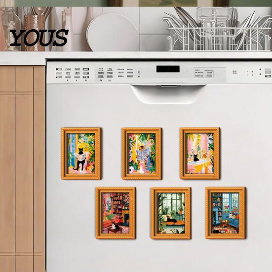Decorative Fridge Magnets for Photos Cute Cat Magnetic Magnet, Vintage Wooden Picture Frame, Fun Frames Office Whiteboards Scene Decor Metal Cabinets,