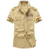 2019 Men's Plus Size Summer Outdoor Casual Cotton Workwear Shirt with Shoulder Epaulets