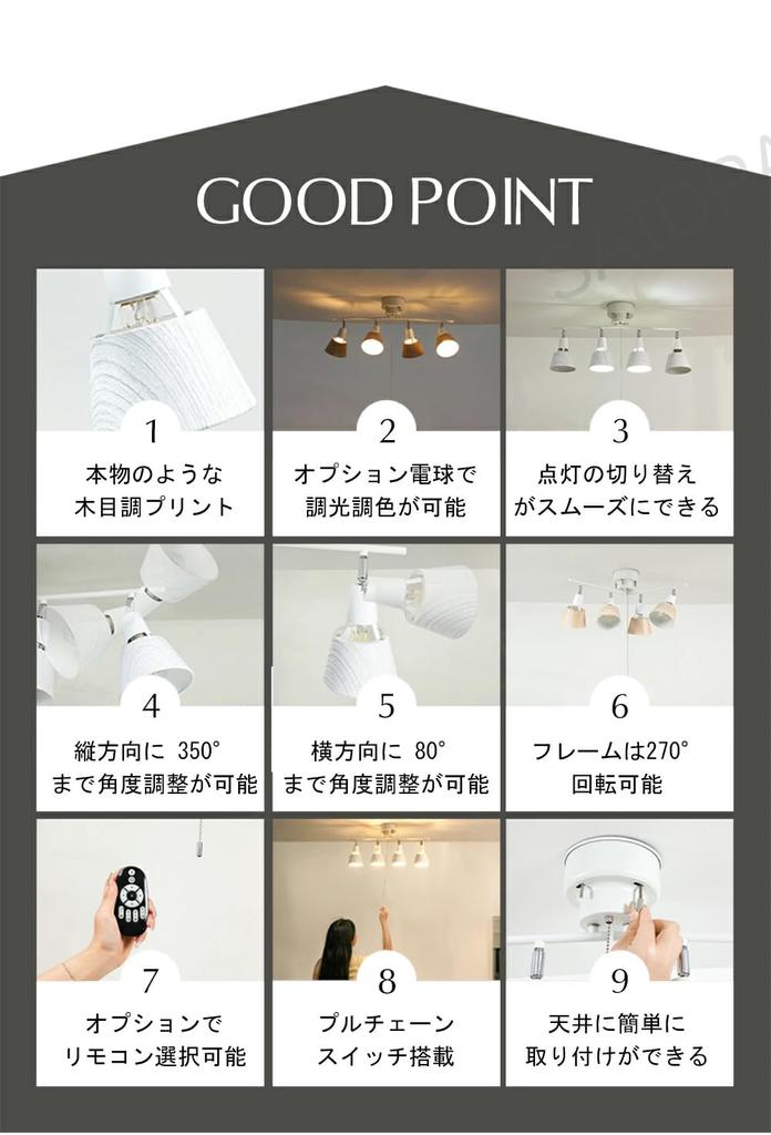 IVNIS LED Ceiling Light, 4-Light, Stylish, Scandinavian Design, 4-Light Spotlight, Adjustable Angle, Dimmable, Color Adjustable, Fits 6-, 8-, or