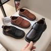 Schwarze Jungen-Klettverschlussschuhe aus Leder, im Academy-Stil mit Samtfutter und weicher Sohle