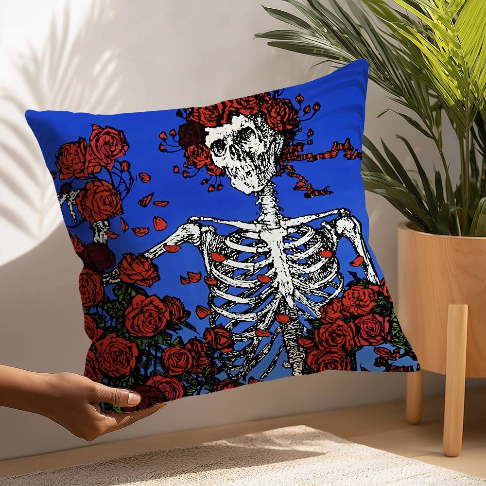 Rock Band G-Grateful Dead Pillow Case Square Double‑Sided Print Cushion Case For Sofa Home Bedchamber Decor Gift