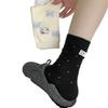 Early Autumn Boneless Socks Flocked Korean Cute Cartoon Bow Cat Mid-Tube Socks Versatile Socks Cotton Socks