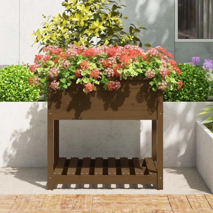 VidaXL Planter with Shelf Honey Brown 82.5x82.5x81 Cm Pine Wood 823797