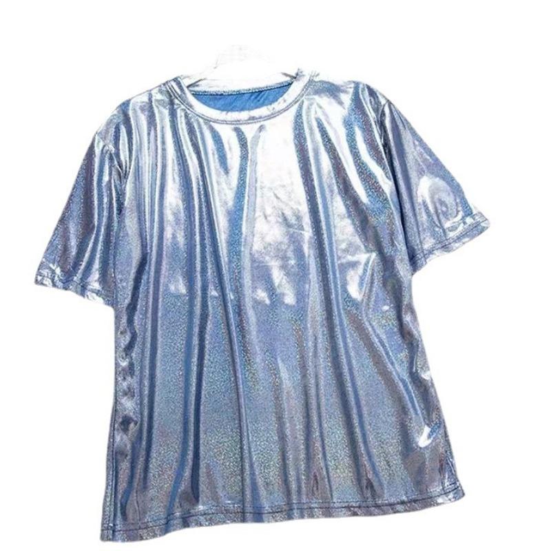 Summer New Korean Mid Length Blingbling Top Short Sleeved T-shirt for Women