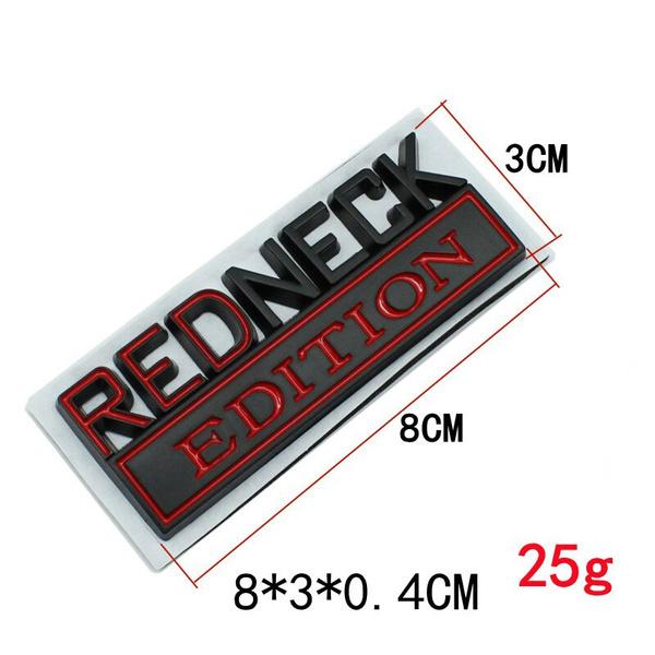 3D Metal Sticker REDNECK EDITION Car Rear Trunk Body Emblem Badge Sticker Fit for J/e/e/P Wrangler Grand Cherokee Patriot Ford F-150