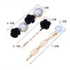 Exquisite Rose Flower Hairpin Bangs Pearl Clip Three-piece Side Clip Ladies Geometric Hairpin Hair Accessories