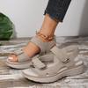 Summer Women's Plus Size Platform Thick Sole Sandals One Strap Magic Tape Casual Beach Shoes