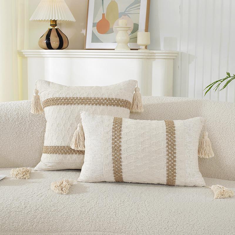 American Multicolor Jacquard Throw Pillow Cover for Sofa, Bed, Chair, and Car