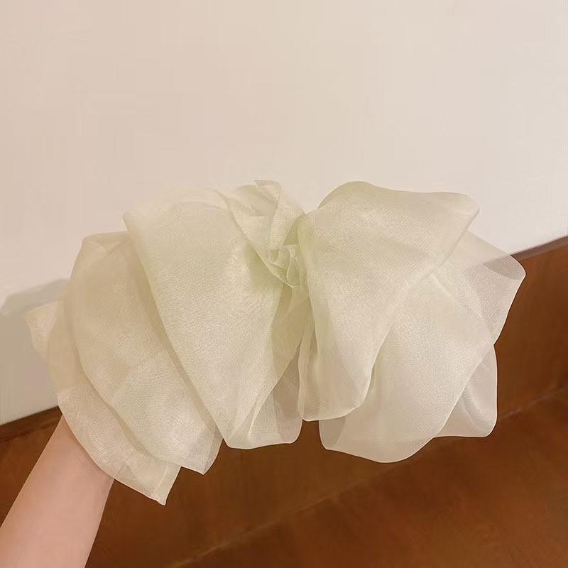 Large Bow Hair Clip Women Claw Back Of Head Accessory Net Fabric Handmade Korean Style