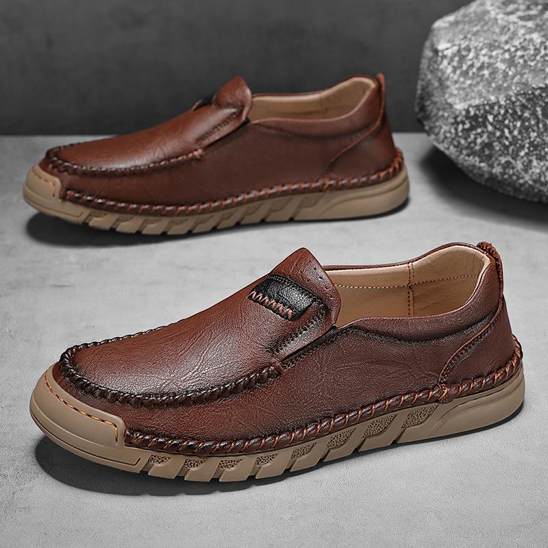 38-46 Men's Leather Casual Shoes Handmade Loafers Comfortable Men's Slip On Shoes Flat Moccasins Men's Sneakers