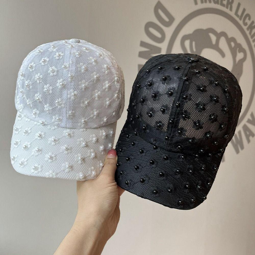 Embroidery Embroidered Flower Baseball Hat Breathable Mesh Peaked Hat Fashion Visors Cap Girls