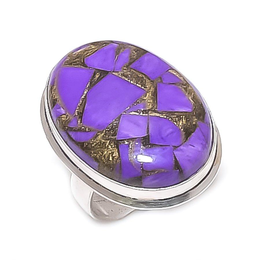 

Натуральный Медный Чароит Драгоценный Камень 925 Стерлинговое Серебро Ювелирное Кольцо Размер 8.5 k0f35