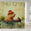 Funny Capybara Shower Curtain Waterproof Polyester Fabric Lovely Nature Wildlife Bath Curtain Japanese Style Bathroom Decor