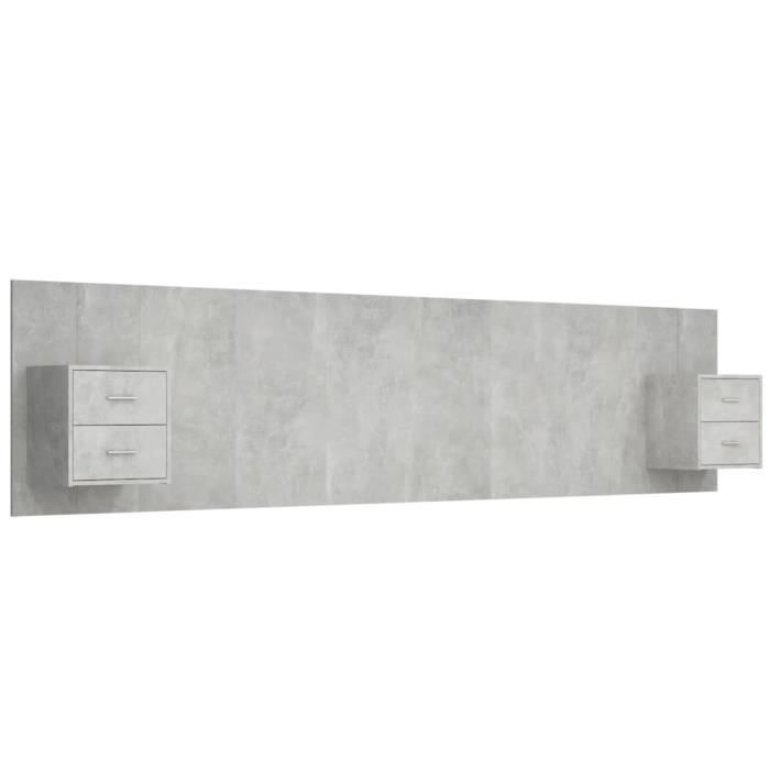 VidaXL Tête de lit avec armoires Gris béton Bois d'ingénierie 3115759