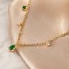 Faux Crystal Chain Necklace for Women, Green Cubic Zirconia Choker, Sparkly Rhinestone Statement Necklace for Prom Party
