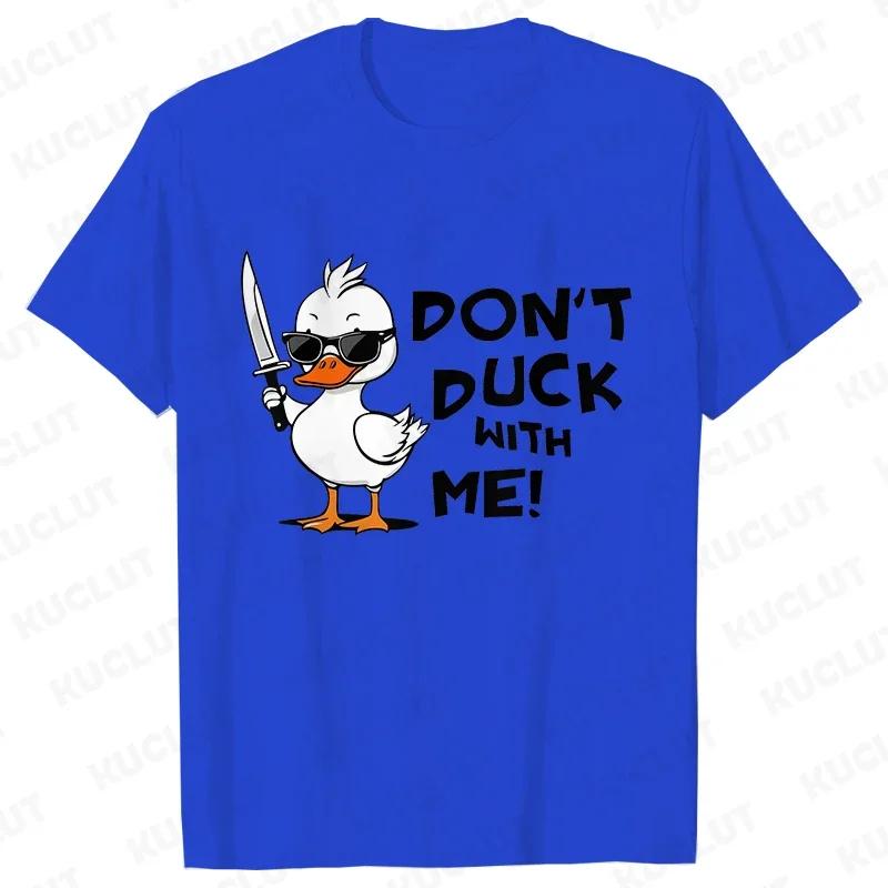 Men's "don't Duck with me" funny cartoon duck pattern printed 100% pure cotton casual short-sleeved T-shirt streetwear top