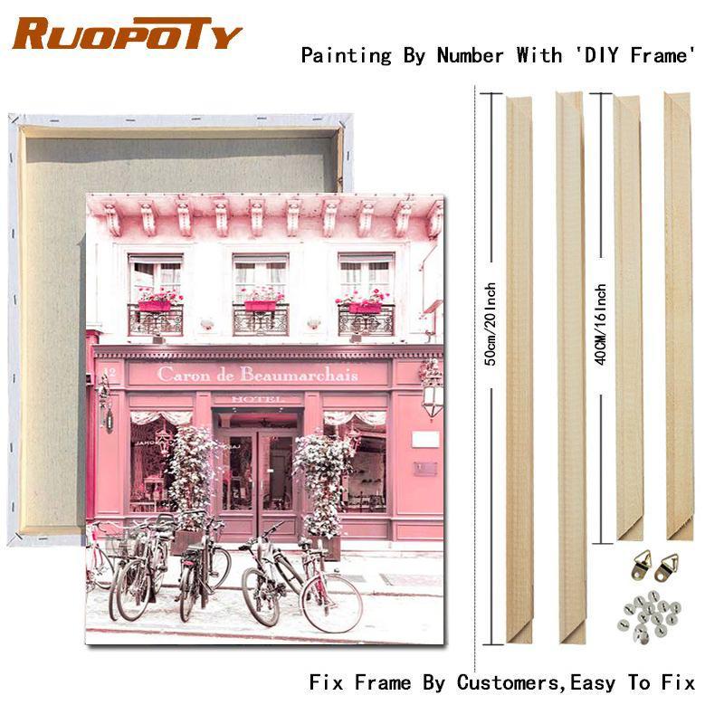 RUOPOTY Painting By Numbers Candy House Wall Art Hand Painted Unique Gift Picture By Number Scenery Decoration