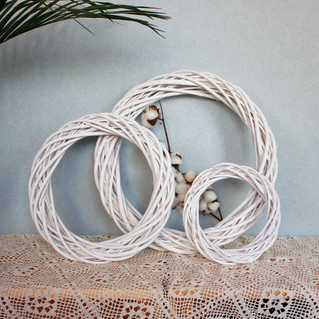 Christmas Rattan Ring White Wreath Garland Hanging Wreath Wicker Door 10-30CM