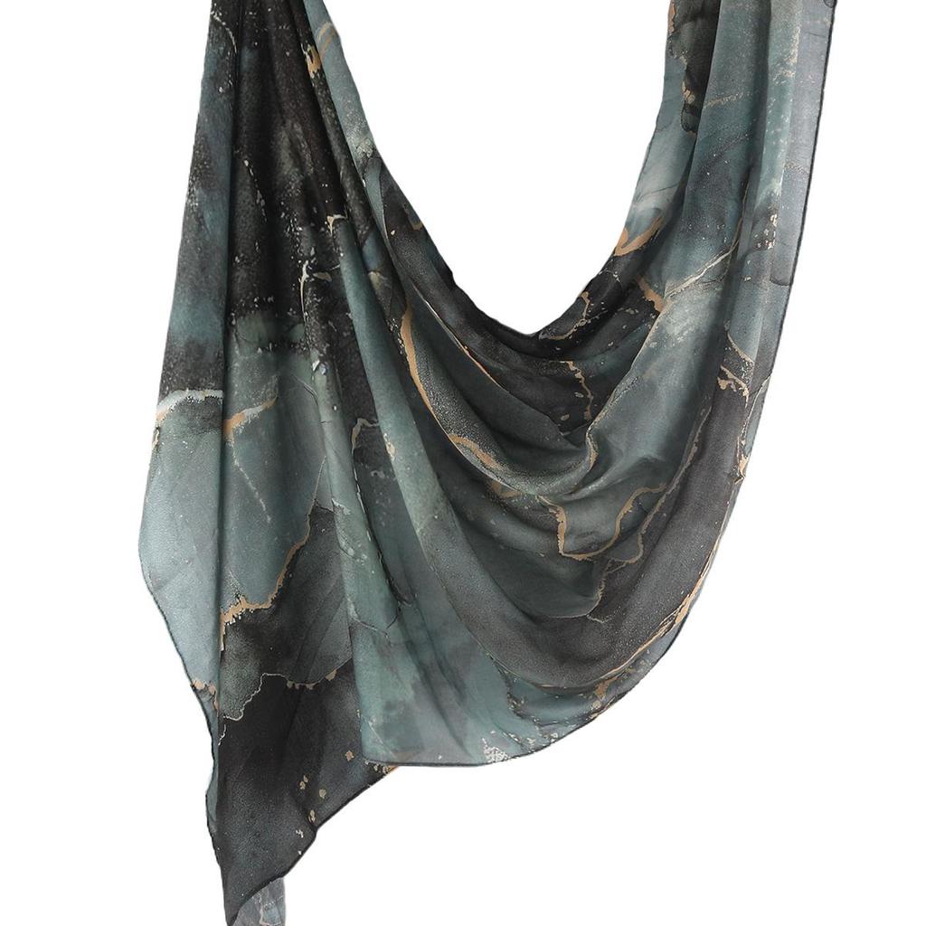 "Ethnic Watercolor Modal Cotton Shawl Satin Print Scarf for Women"