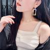 Damen-Ohrstecker mit Strass-Intarsien, hohl, rechteckig, Schmuck, Geschenk