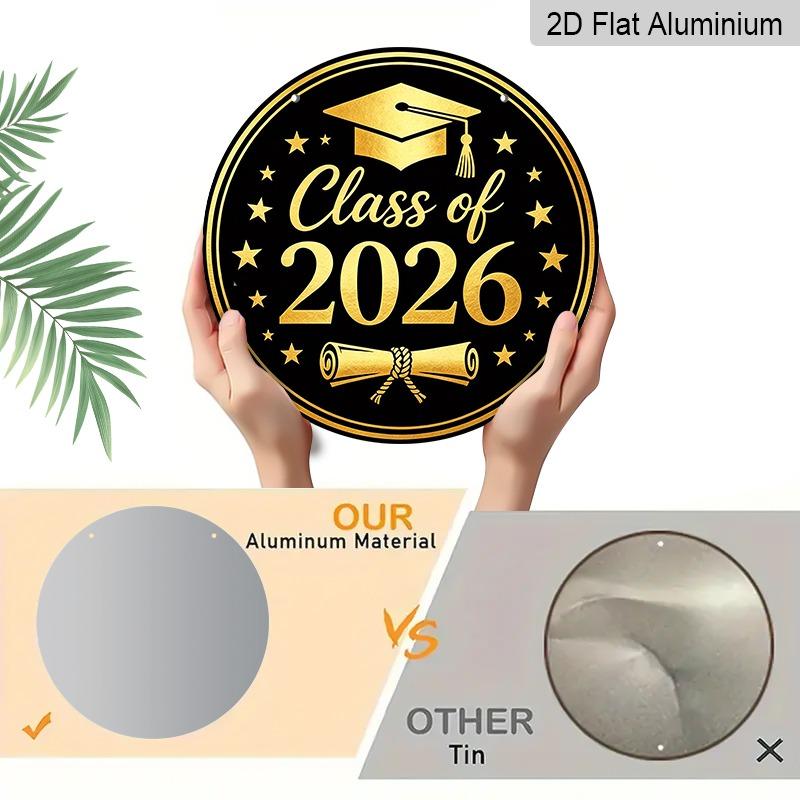 2D Flat Aluminum 2026 Graduation-themed Wall Hanging Available in Multiple Sizes, with A Black and Gold Light Luxury Elegant Design Is The Perfect