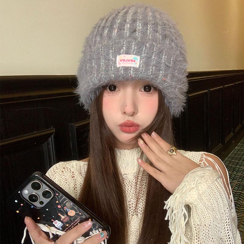 

Шляпа Женская Осень и Зима Новая Милая Шерстяная Шапка с Большой Головой Зимняя Защита Ушей и Тепло Корейская Вязаная Холодная Шапка Делает Лицо Маленьким M（56-58cm）