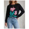 Women S Long Sleeve Crew Neck Floral Knitted Slim Fit Sweater