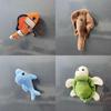 Plush Ocean Animal Refrigerator Magnet Set Including Bright Red Lobster And Cheerful Sea Star