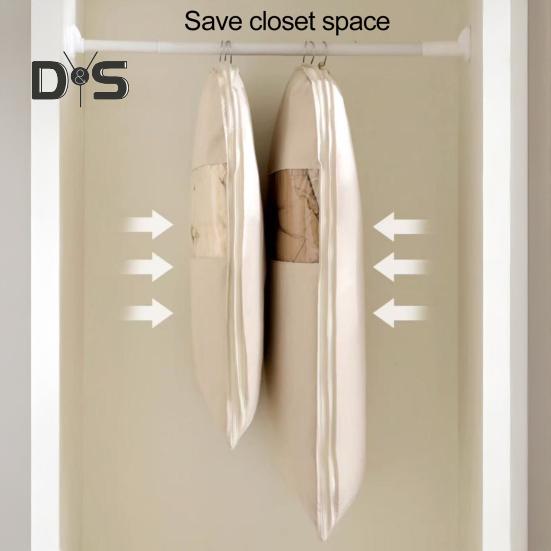 3Pcs Hanging Garment Bags with Self Compression Zipper Large Capacity Space Saving Hanging Bags Clothes Dust Covers
