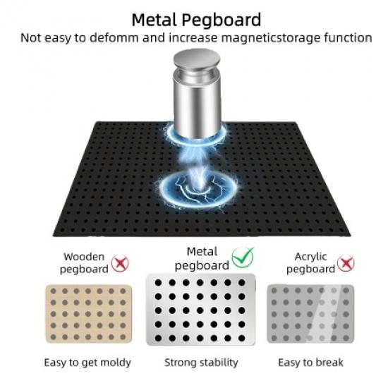 Metal Pegboard with Stand Movable Floor Standing Storage Rack Jewelry Hat Display Pegboard  Tools for Bedrooms Living Rooms and Kitchen
