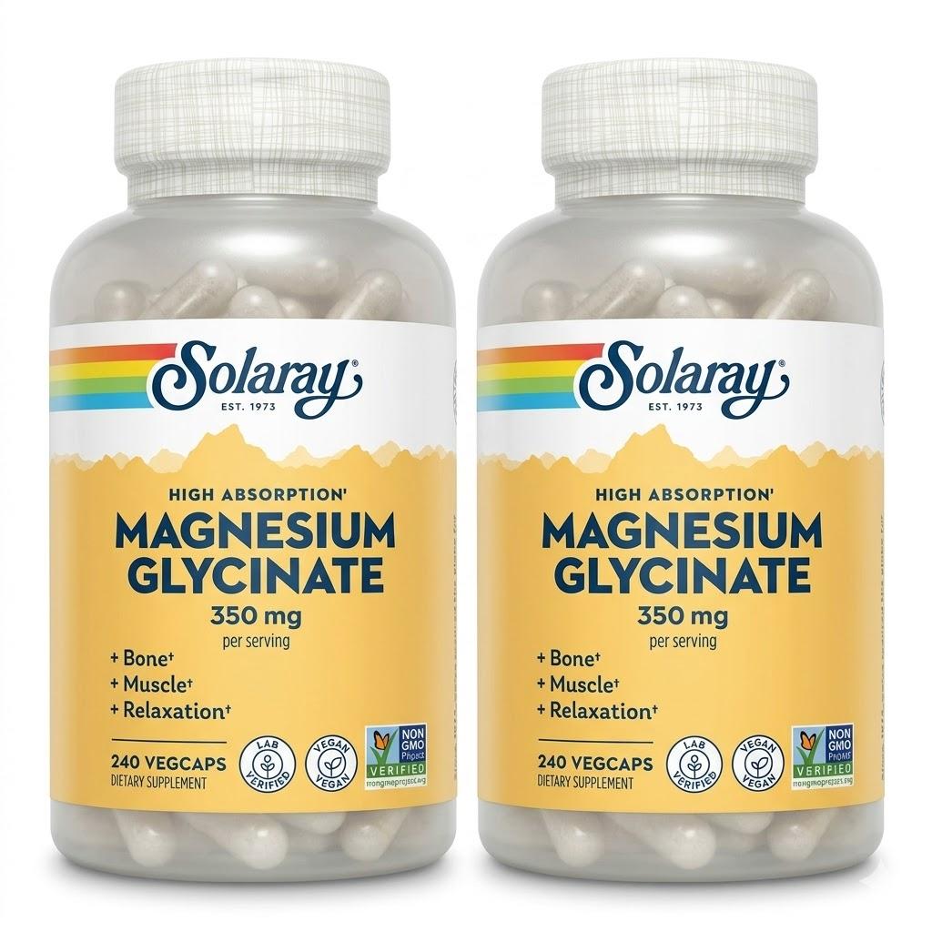 Solaray High Absorption Magnesium Glycinate 350mg Veggie Capsules, 240 Count