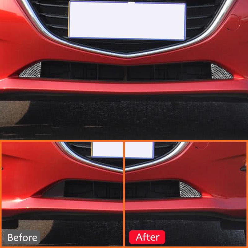 Carbon Fiber For Mazda 3 Axela 2014-2016 Car Front Bumper Triangle Panel Trim Cover Exterior Decoration Sticker Accessories