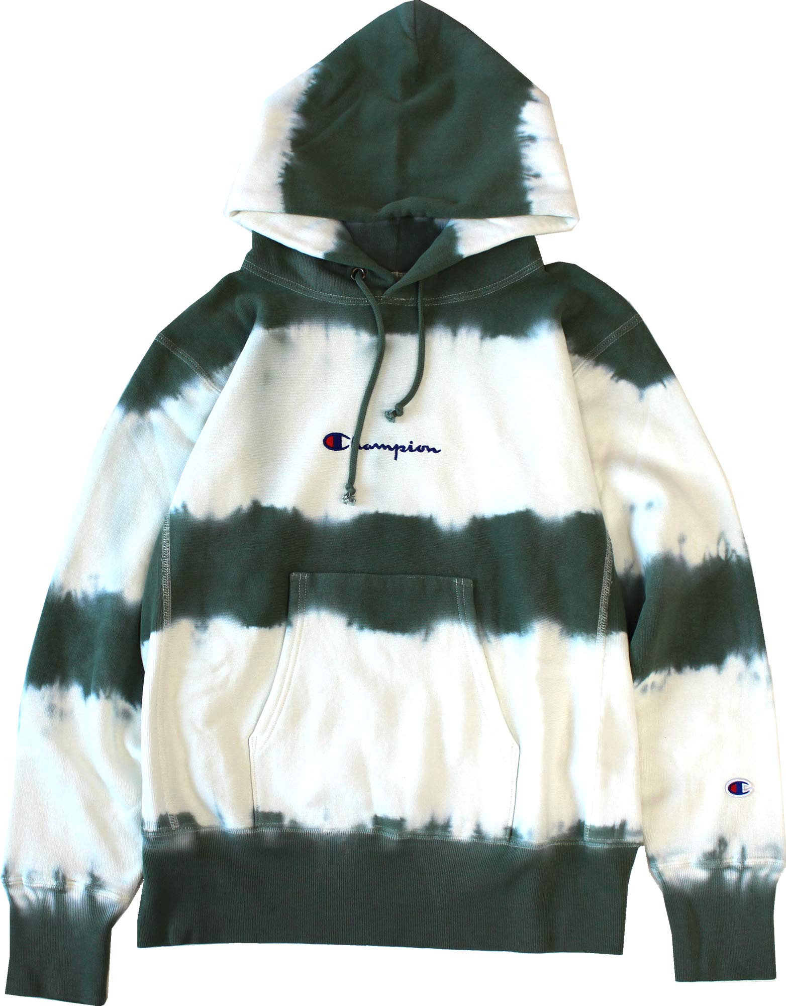 

Hoodie Hoodie Sweatshirt Brushed Lining Tie Dye Print Script Logo Embroidery Hooded Sweatshirt Army Green S [Champion] 11.5oz C3-N107 Men s