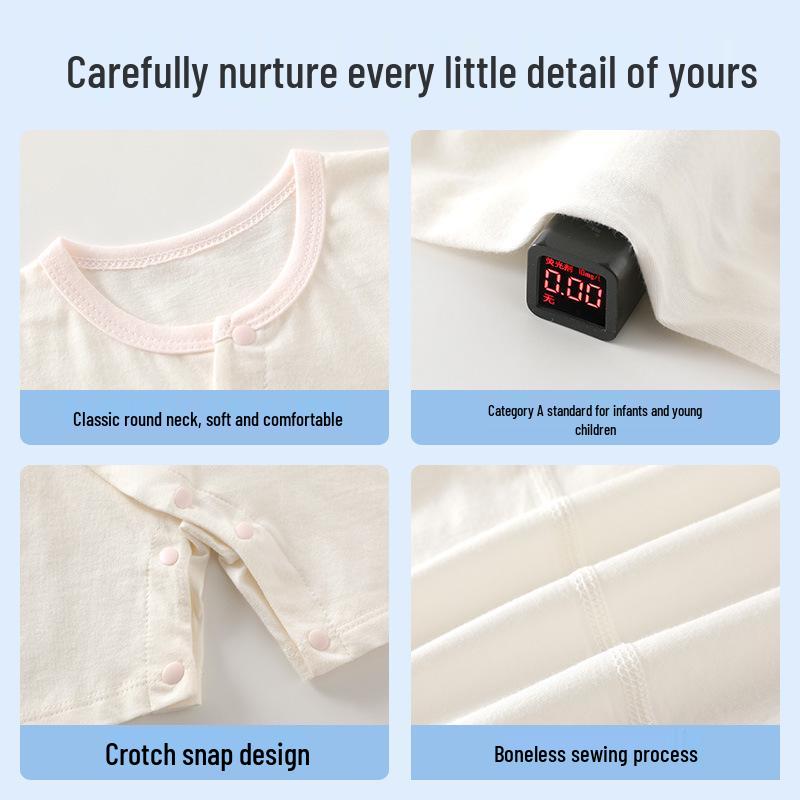 A-Class Pure Cotton Baby Romper: Summer Short Sleeve Crawling Suit for Newborn Boys & Girls