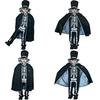 Kids Boy Skeleton Skull Ghost Cloak Halloween Cosplay Party Outfit Costume