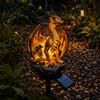 Golden Gorilla Solar Sculpture Dragon Garden Statue Light Gothic Medieval Resin Outdoor Lantern Sculpture Magical Fantasy Decor for Yard Patio,