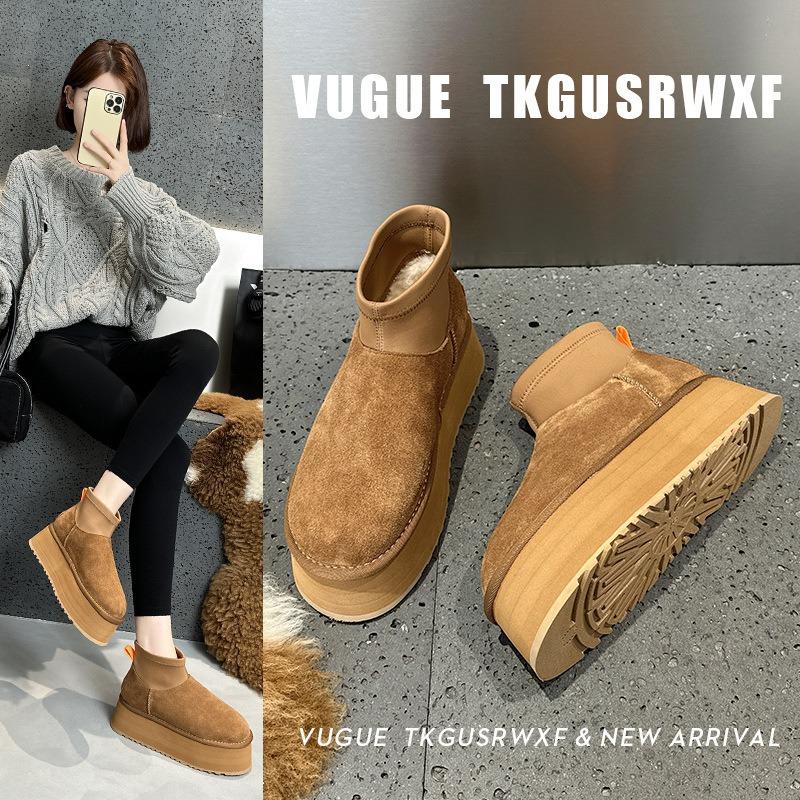Winter Mini Dipper Stiefel Damen Winter Plateau Schneestiefel Fleece Verdickt Kurze Stiefel