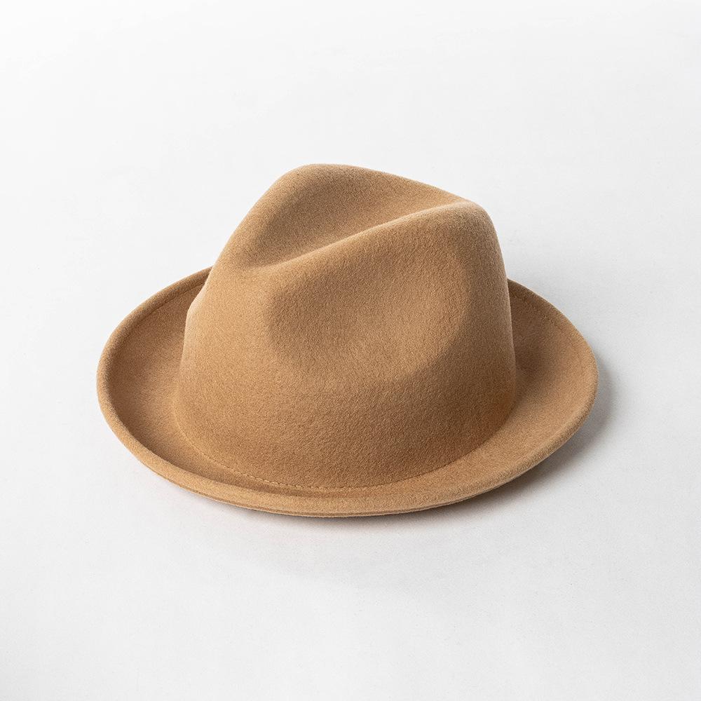 Autumn and Winter New Fashion and Leisure Warped Edge Short Brim Wool Jazz Hat Outdoor Shopping Warm British Top Hat Tide