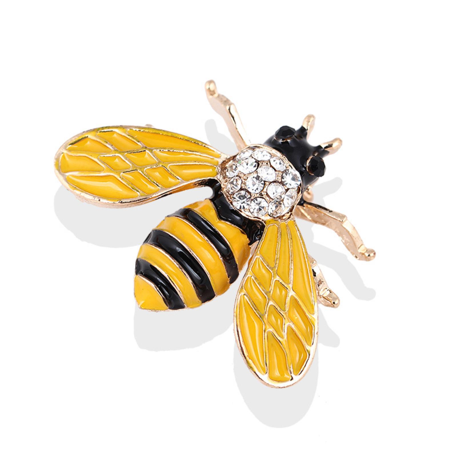 

Bee Brooch With Dripping Oil Rhinestone-Studded Export-Grade Insect Pin European & American Collar Pin Stud Pin With Diamond Embellishment One Size жовтий