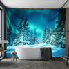1pcs Large Aurora Borealis Snowy ForestTapestry Wall Hanging Geometry Hippie Tapestry Home Room Decor Aesthetic Decoration