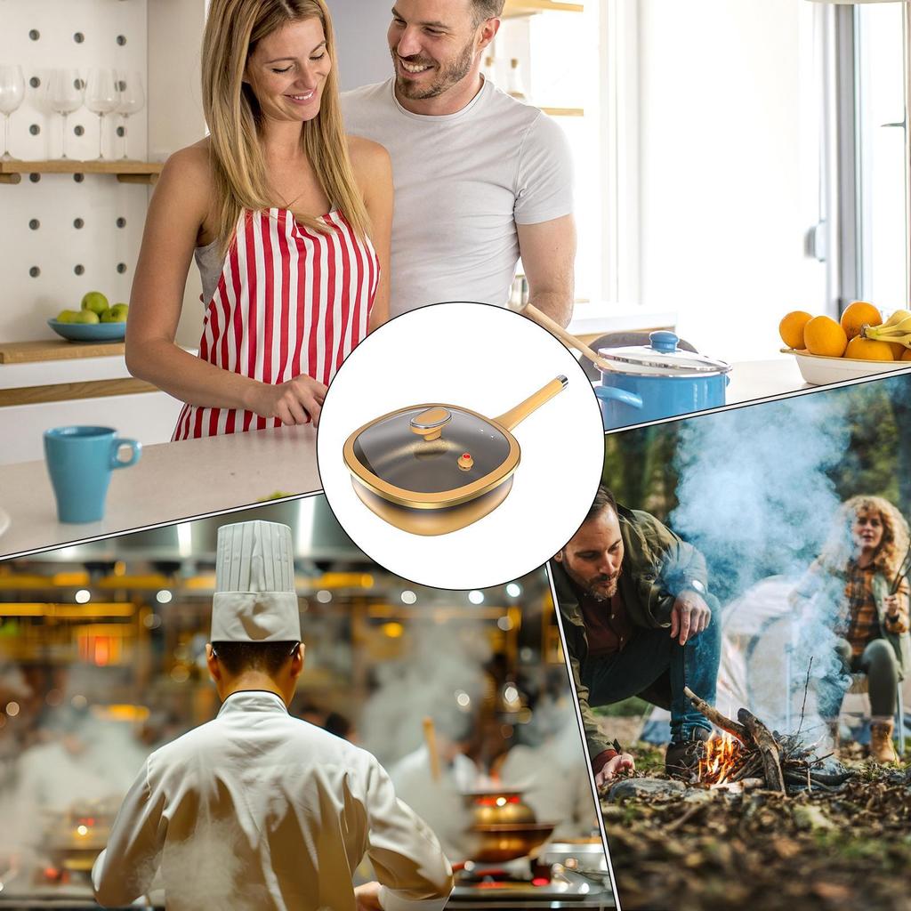 Frying Pan Titanium Alloy Non Stick Frying Pan Deep Skillet Pots with Lid Kitchen Accessories for Home Cooking Eggs Pancake