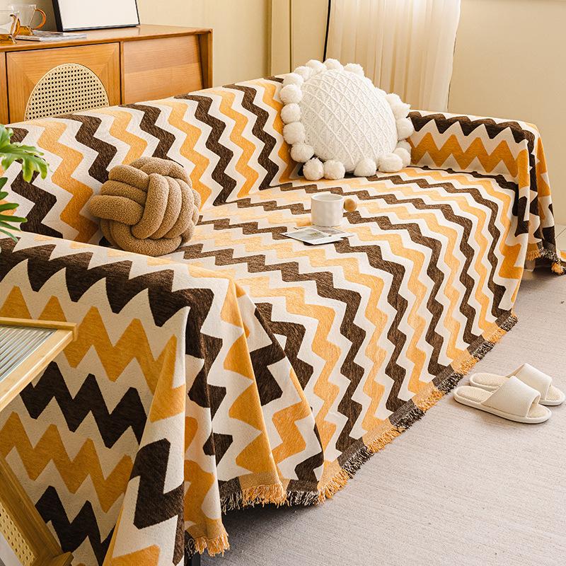 EIFLOY-Striped Chenille Couch Cover Blanket, for Sofa Corner, 2, 3 Seater, Sofa Towel Throw, One Piece, Universal for Pets Kids