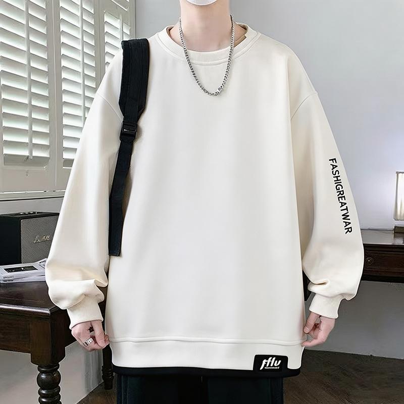Men's Sweatshirt Casual Versatile Handsome Long-sleeved T-shirt Round Neck Sweatshirt Men's Clothing