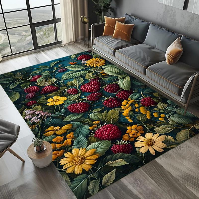 

Navy Pink Orchid Area Rug Elegant Floral Botanical Pattern Non-Slip Stain Resistant Carpet for Living Room Bedroom Entryway 40x60cm
