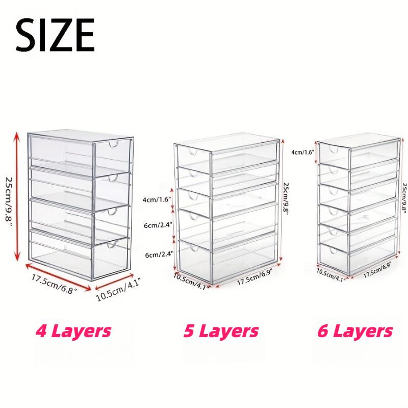 Boîtes de Rangement Transparentes pour 4 5 ou 6 Tiroirs Organisant Cosmétiques Rouges à Lèvres Élastiques à Cheveux et Papeterie Coiffeuses Chambres Bureaux