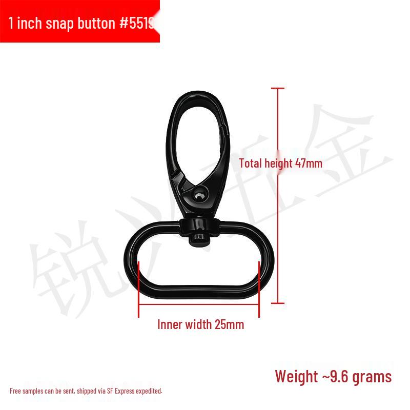 Zinc Alloy Black Dog Buckle E-coating Metal Plate Hook for Bag Strap Webbing