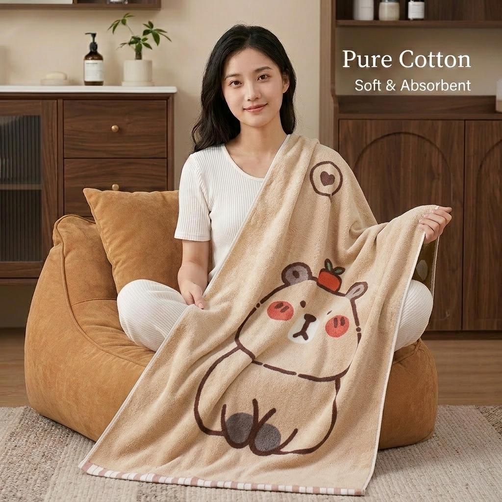 Large Grade A Yarn-Dyed Jacquard Cotton Bath Towel - Thick, Absorbent, Adult Style