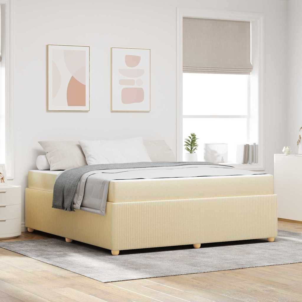 Cream Upholstered Bed Frame with Mattress 180 x 200 cm Fabric